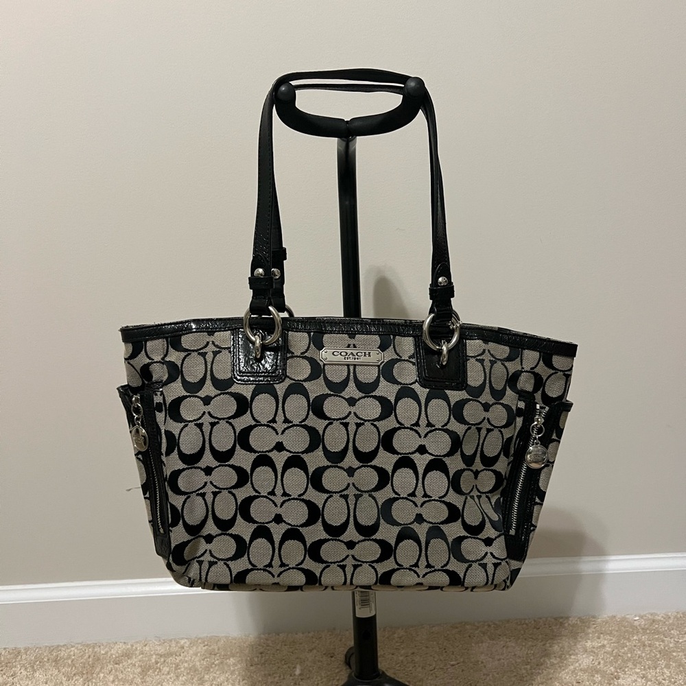 Coach Brown and tan gallery signature zip tote Women's Bag